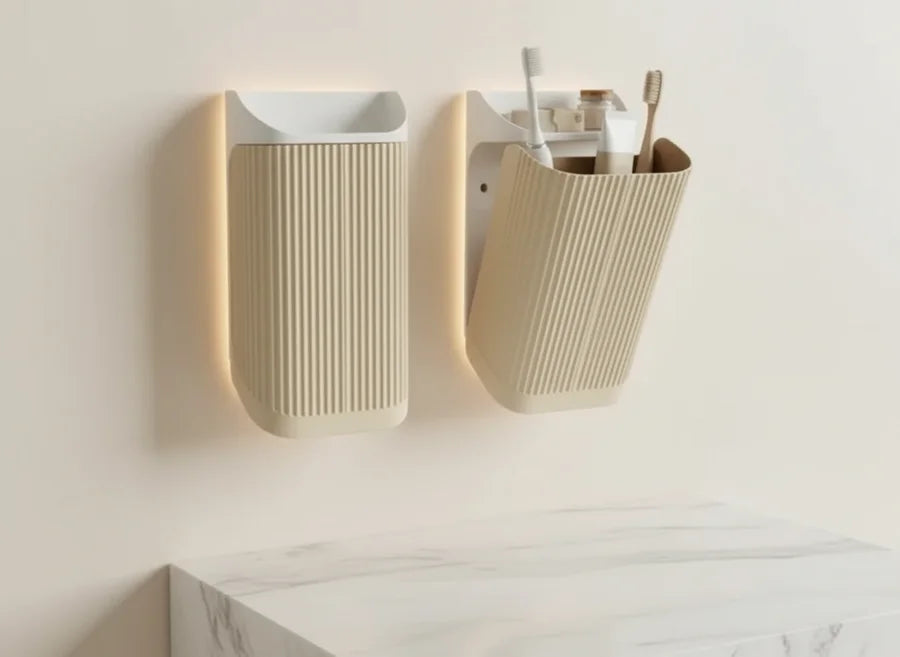 Wall-Mounted Fluted Bathroom Organizer
